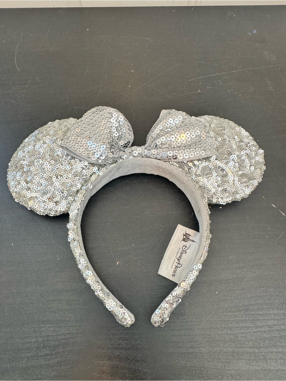 Disney Parks Silver Sequin Minnie Mouse Ears Headband